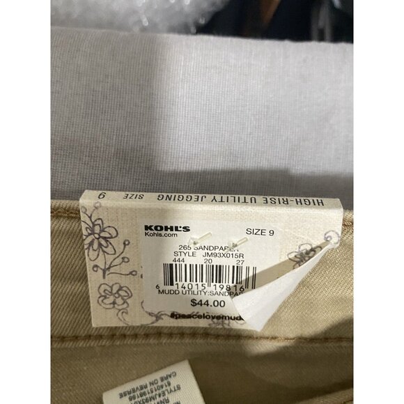 Mudd Women’s High Rise Utility Jeggings FLX Stretch Skinny Jeans Tan Khaki SZ 9 - Picture 7 of 11